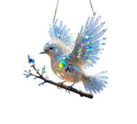 Elegant Crystal Bluebird Sun Catcher Hanging Ornaments Decoration Acrylic Stained Glass Effect Indoor Outdoor Crystal Bluebird Stained Art Ornament