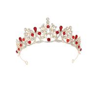 Elegant Crystal Bridal Rhinestone Wedding For Bride Pageant Headpiece 18th Birthday Party Hair Accessories (Red, 14.5x5.5cm)