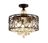 Elegant Crystal Chandelier Lighting 3-Light Candelabra 15" K9 Pendant Lamp medieval Nostalgia Ceiling Lights Hanging for Dining Room, Living Bedroom, Bar Restaurant Coffee Shop, E26/E27 Base