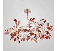 Elegant Crystal Chandelier Lights,G4 Firefly Lamp,Post-Modern Agate Chandelier,Spectacular During Lighting,Semi Flush Mount Livingroom Dining Room Bar Café-Gold and red agates 8