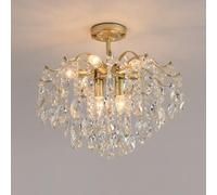 Elegant Crystal Chandelier with Three-Color Dimmable Lights for Living Room and Bedroom - 35cm Height Option