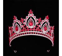Elegant Crystal Crown For Women Girls Wedding Luxury Princess Tiara Party Hair Jewelry gold red