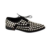 Elegant Crystal-Embellished Lace-Up Flats - female - Dolce & Gabbana - Laced Shoes - Black - 8 UK - Shoes 8 UK