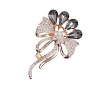 Elegant Crystal Floral Badge Brooch with Metal Alloy Texture Versatile Clothing Accessory for Event Luxury Fashion Brooch