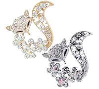 Elegant Crystal Fox Brooch Pin, Exquisite Animal Pin with Colored Rhinestones, Delicate Corsage Decoration for Party Dance Wedding Banquet(Silve Golden)