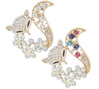 Elegant Crystal Fox Brooch Pin, Exquisite Animal Pin with Colored Rhinestones, Delicate Corsage Decoration for Party Dance Wedding Banquet(Colorful Golden)