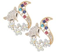 Elegant Crystal Fox Brooch Pin, Exquisite Animal Pin with Colored Rhinestones, Delicate Corsage Decoration for Party Dance Wedding Banquet(2pcs Colorful)