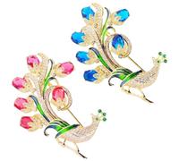 Elegant Crystal Peacocks Brooch Pin, Exquisite peacock Open Screen Brooch, Shining Animal Pin Accessories for Party Dance Wedding Banquet(Blue pink)
