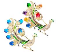 Elegant Crystal Peacocks Brooch Pin, Exquisite peacock Open Screen Brooch, Shining Animal Pin Accessories for Party Dance Wedding Banquet(Blue Colorful)