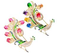Elegant Crystal Peacocks Brooch Pin, Exquisite peacock Open Screen Brooch, Shining Animal Pin Accessories for Party Dance Wedding Banquet(Colorful pink)