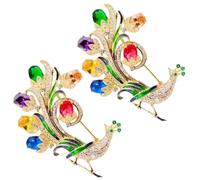 Elegant Crystal Peacocks Brooch Pin, Exquisite peacock Open Screen Brooch, Shining Animal Pin Accessories for Party Dance Wedding Banquet(2pcs Colorful)