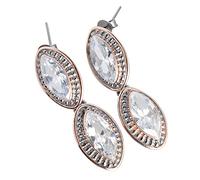 Elegant Crystal Quartz Earrings - Marquise Faceted Stones in Black Rhodium & Rose Gold Plating, Push Back, 42mm Long Sterling Silver Jewelry