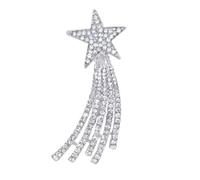 Elegant Crystal Shooting Star Brooch, Sparkly Comet Pin for Women, Silver Tone Fashion Accessory for Coats, Dresses & Scarves