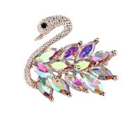 Elegant Crystal Swan Brooch for Women and Girls - Sparkling Rhinestone Animal Pin Women's Accessories Women's Brooches for Dresses, Scarves(Color4)