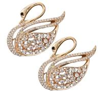 Elegant Crystal Swan Brooches Pin, Sparky Animal Brooch, Delicate Corsage Decoration for Party Dance Wedding Banquet(2pcs Golden)
