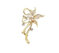 Elegant Cubic Zirconia Flower Brooch Pin for Women Ladies Dainty Gold Plated Floral Lapel Pin Dress Suit Accessories Hat Decoration Bride Engagement Wedding Party Beautiful Banquet Pin Fashion Jewelry