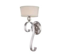 Elegant Curved Glass Orb Wall Light With Linen Shade And Imperial Silver Finish