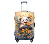 Elegant Cute Panda Sunflower Travel Luggage Covers - Elasticity Suitcase Covers Protector for Luggage 18-32 Inch