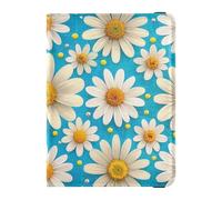 Elegant Daisies Flower White Blue Leather decorative passport holder for travel family Travel Documents Organizer Protector Document Organizer Holder Accessories Waterproof, elegant daisies flower
