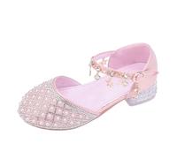 Elegant dance high heels for girls with crystal decoration as fashionable children's shoes, pink, 1 UK Child Narrow