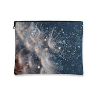 Elegant Dandelion Cosmetic Bag, Glitter Sparkle Starry Travel Makeup Organizer for Women, Small Zipper Canvas Pouch, Winter Holiday Toiletry Gift, blue, 7x9 Inch, Dandelion