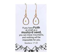 Elegant Dangle Drop Earrings Mustard Seed Charms Faith Religious Jewelry Gift for Baptism Confirmation Y1564-2D, Resin, No Gemstone
