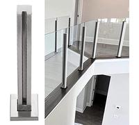 Elegant Dark Coffee Finish Glass Railing Post - 65-110 cm Height 90 cm Width - Stylish il Set for Staircases & Balustrades - Premium Quality Glass Fence Post