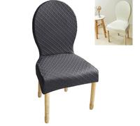 Elegant Dark Gray Dining Room Chair Back Covers - Set of 4 Round Slipcovers for Modern Home Decor Protect & Refresh Your Chairs Easy to Clean