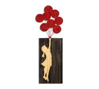 Elegant Decorative Wooden Wall Accessory, 34 x 99 cm, 100% Real Wood (3 cm) & Metal (1.5 mm), Unique Walnut, Brown & Red Finish, Perfect for Home Decor