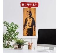 Elegant Decorative Wooden Wall Accessory, 36 x 69 x 3 cm, 100% Real Wood & Metal, Walnut & Red, Unique Colour Variations for Stylish Home Decor