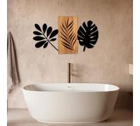 Elegant Decorative Wooden Wall Accessory, 58 x 103 cm, 50% Wood (3 cm Thick) & 50% Metal, Unique Walnut & Black Finish, Perfect for Modern Decor