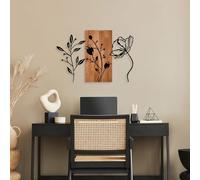 Elegant Decorative Wooden Wall Accessory, 58 x 86 cm, 100% Wood & Metal, Walnut & Black, Unique Design, Perfect for Home Decor, 3.57 kg