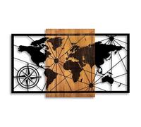 Elegant Decorative Wooden Wall Accessory, 70 x 120 cm, 100% Real Wood (3 cm) & Metal (1.5 mm), Unique Walnut & Black Finish, Perfect for Home Decor