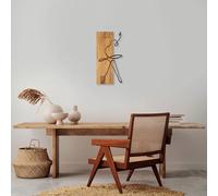 Elegant Decorative Wooden Wall Accessory, Walnut & Black, 30 x 58 cm, 50% Wood (3 cm) & Metal (1.5 mm), Unique Texture & Colour Variations