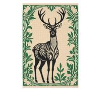 Elegant Deer with Floral Frame Artistic Jigsaw Puzzle for Adults, 1000 PCS