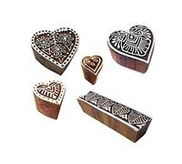 Elegant Designs Heart and Border Wood Print Stamps (Set of 5)