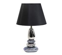 Elegant Designs LT1039-BLU Stacked Ceramic Table Lamp with Chrome and Metallic Blue Stones