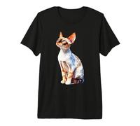Elegant Devon Rex Cat Blue Eyes Feline Art Premium T-Shirt