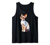Elegant Devon Rex Cat Blue Eyes Feline Art Tank Top