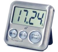 Elegant Digital Kitchen Timer Stainless Steel - Silver - Strong Magnetic Back - Kickstand - Loud Alarm - Large Display - Auto Memory - Auto Shut-Off - Model eT-26 (Silver) by eTradewinds