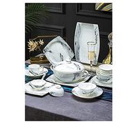 Elegant Dinnerware Set Dinner Plates Bowls Set 38/70 Pieces Chinese Dinnerware Set Ceramic Marble Effect Tableware Gift Service for 6-10 People,38Pieces