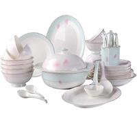 Elegant Dinnerware Set Dinner Plates Bowls Set 40 Pcs Bone China Dinnerware Set Service for 8 Dining Table Setting More Than 45% Bone Meal and Bone China