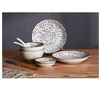 Elegant Dinnerware Set Dinner Plates Bowls Set 8-Pieces Retro Ceramic Dinnerware Set, Service for 2, Dinner Rice Bowls Salad Plates Set, Dishes Table Service of Snack Sal