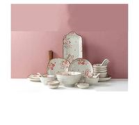 Elegant Dinnerware Set Dinner Plates Bowls Set Ceramic Tableware Set, 28-Piece Sakura Hand-Painted Ceramic Tableware Set, Tableware for 6 People