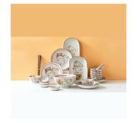 Elegant Dinnerware Set Dinner Plates Bowls Set Ceramic Tableware Set, 29-Piece Cute Cartoon Ceramic Tableware Set, Tableware for 6 People