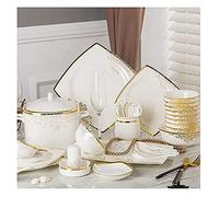 Elegant Dinnerware Set Dinner Plates Bowls Set Fine Bone China Porcelain Dinnerware Set for 10-15 People, Luxury Style High-End Bone China Penh Tableware Set,58Pieces