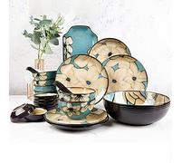 Elegant Dinnerware Set Dinner Plates Bowls Set Hand-Painted Dinnerware Set Rice Bowl Soup Bowl Dinner Plate Fish Plate Combination Ceramic Household Service for 2,28Piece