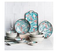 Elegant Dinnerware Set Dinner Plates Bowls Set Japanese Porcelain Dinnerware Set, Fine China Dish Set for 2~10, Flower Patterned Dishware Sets with Bowl Soup Plate, Great Gift (Size : 28Pcs) (22Pcs)
