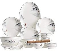 Elegant Dinnerware Set Dinner Plates Bowls Set Porcelain Dishes Dinner Sets, Chinese Style Dinner Plates and Bowls in Glazed, Microwave Dishware Safe Service for 6/8/10/1,35Pcs