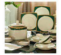 Elegant Dinnerware Set Dinner Plates Bowls Set Square Stoneware Dinnerware Set 58 Pieces Phnom Penh Bone China Porcelain Dinnerware Set, Service for 6-10